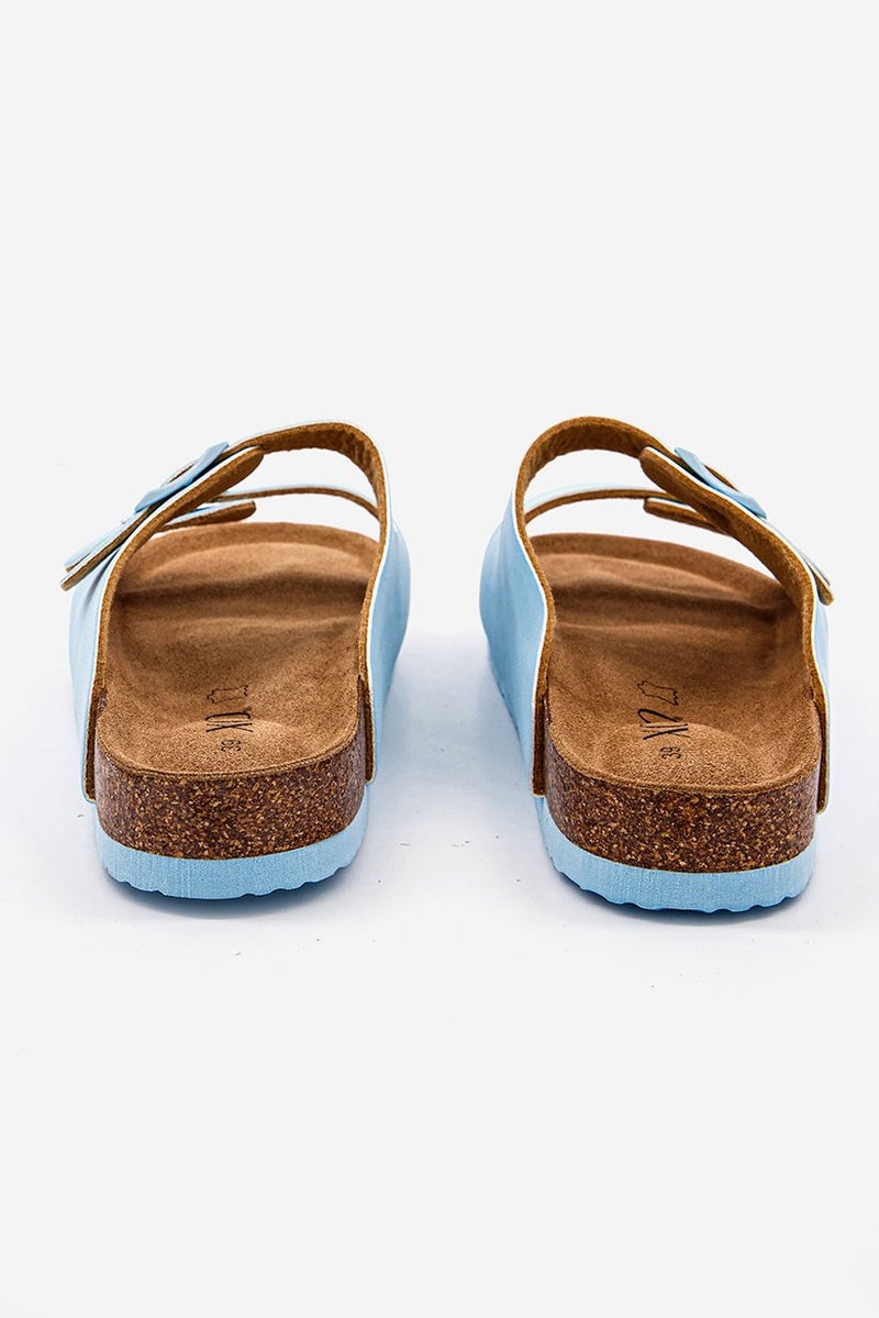 XOXO Women Slip On Cork Slippers, Baby Blue - Image 3