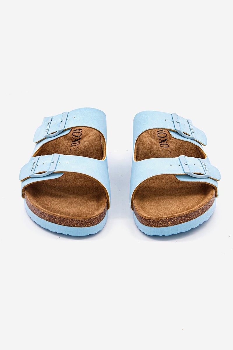 XOXO Women Slip On Cork Slippers, Baby Blue - Image 4