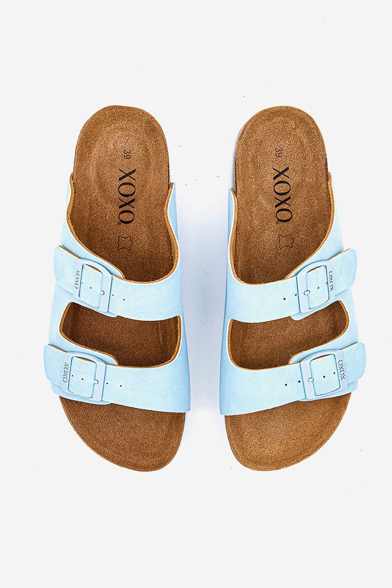 XOXO Women Slip On Cork Slippers, Baby Blue - Image 2