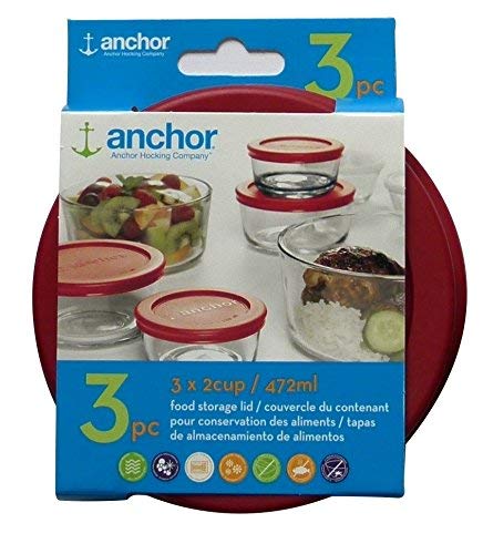 Anchor Hocking Replacement Lid 2 Cup / 472 ml, Set of 3 lids, red Round - Image 5