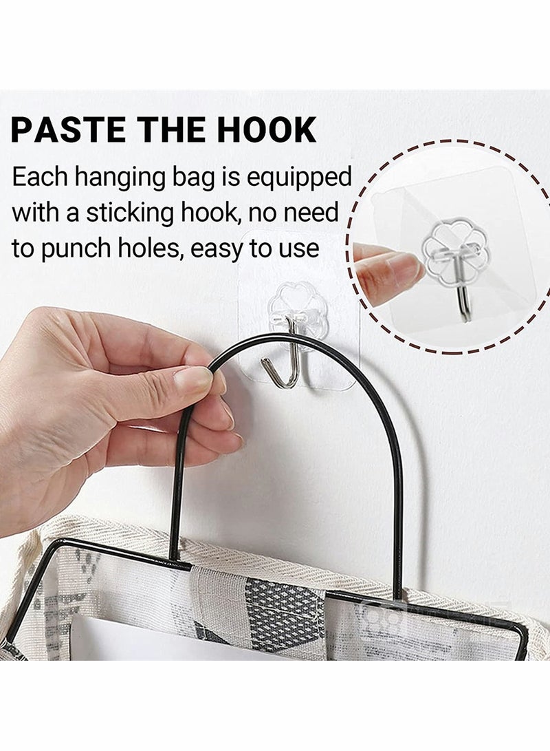 حقيبة تخزين معلقة على الحائط، تخزين معلق للخزانة للأغراض، تخزين في الحمام وسكن الطلاب مع خطاف، صناديق تنظيم من الكتان والقطن لغرف النوم، المطبخ، وغرفة المعيشة (رمادي) - Image 3