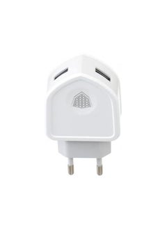 Inkax Inkax CD-18 Mobile Charger for All Mobile Phones 2.1A with 2 USB Charging Ports and Micro USB Data Cable White  - Image 2