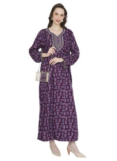 HANA & SARA CASUAL DAILY WEAR CLOTHING OUTFIT PRINTED JALABIYA WITH UNIQUE THREAD EMBROIDERY  - Image 1
