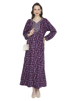 HANA & SARA CASUAL DAILY WEAR CLOTHING OUTFIT PRINTED JALABIYA WITH UNIQUE THREAD EMBROIDERY  - Image 4