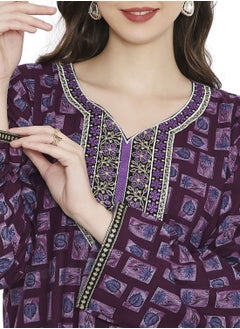 HANA & SARA CASUAL DAILY WEAR CLOTHING OUTFIT PRINTED JALABIYA WITH UNIQUE THREAD EMBROIDERY  - Image 3