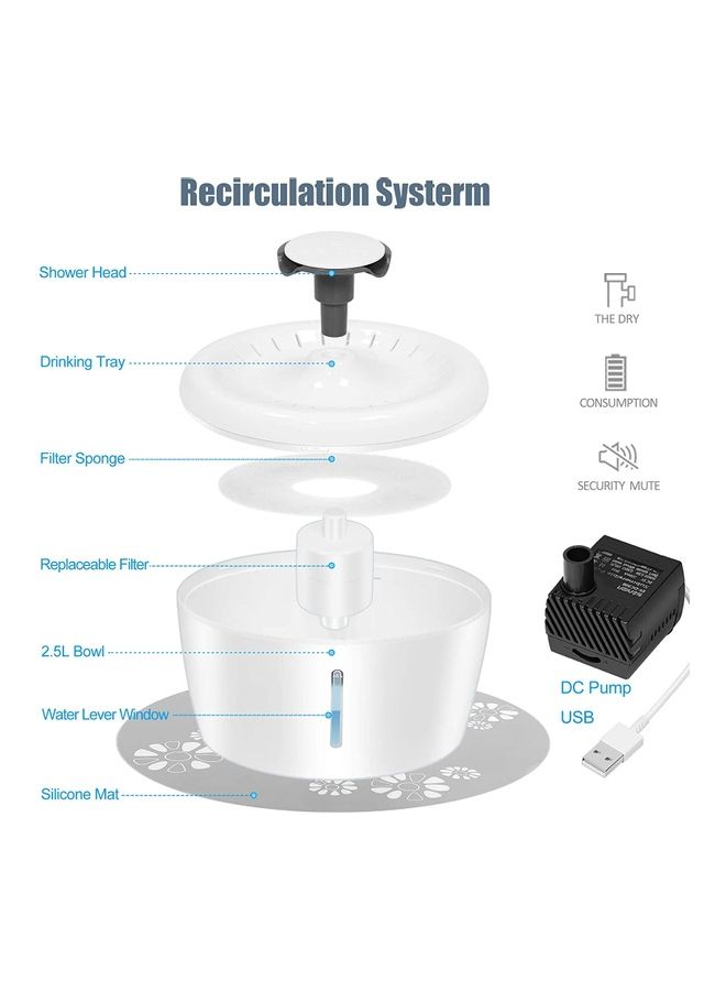 XiuWoo Automatic Pet Drinking Water Fountain White - Image 2