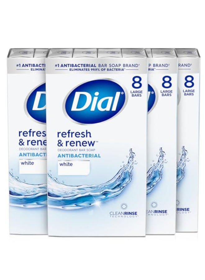 Dial Antibacterial Bar Soap Refresh Renew White 4 oz 32 Bars - Image 1