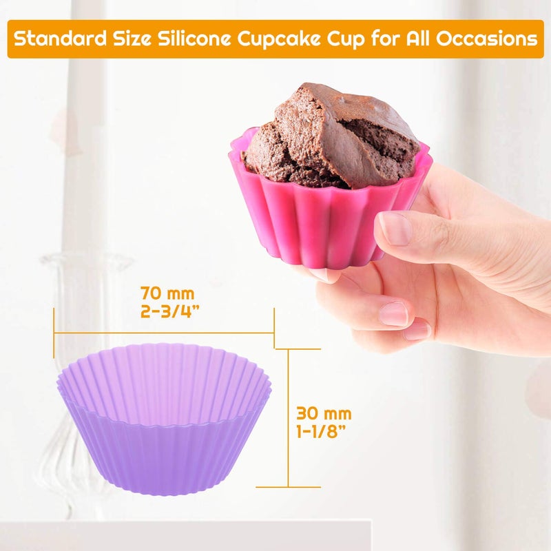 selizo 54 Pack Silicone Muffin Cups, Selizo Silicone Cupcake Baking Cups Reusable Muffin Liners Cupcake Wrapper Cups Holders for Muffins, Cupcakes, and Candies - Image 5