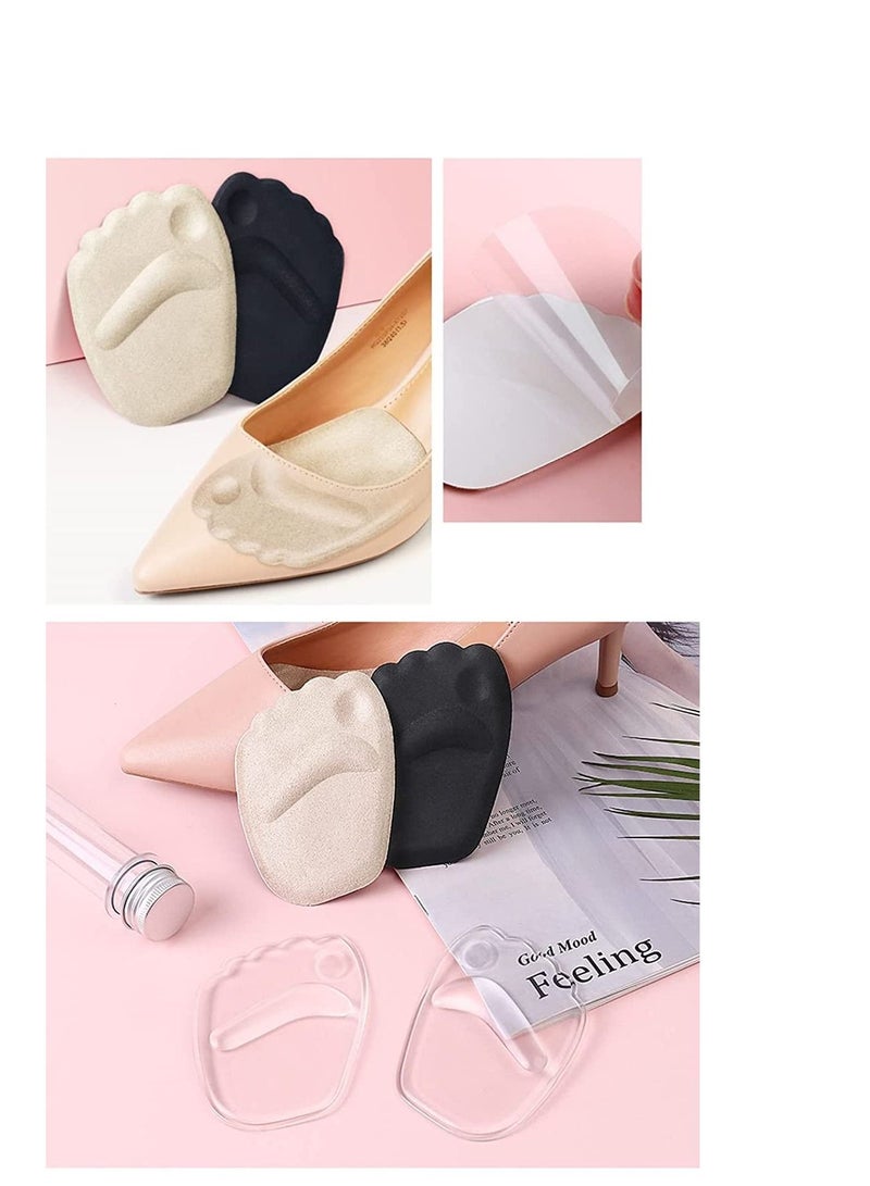 سيوسي وسادة جل للقدم ذات كعب عالٍ وإدراج وسادات أمامية وسادات للقدم قابلة لإعادة الاستخدام ووسادة كرة قدم للنساء رمادي أسود وشفاف 3 أزواج - Image 2