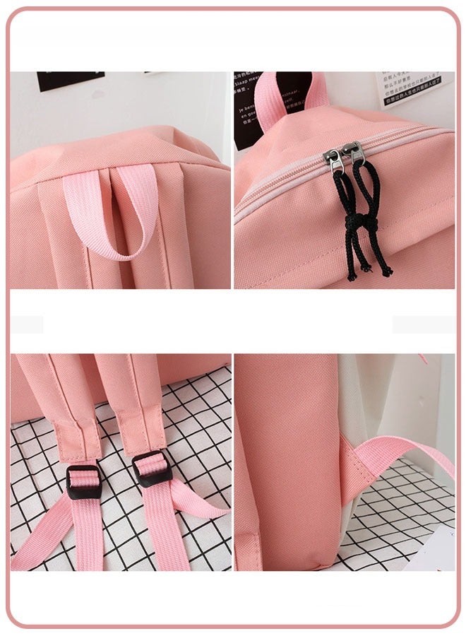 Backpack Set 5 Pcs Aesthetic School Bags Backpack Set With Pendant Lunch Bag Pencil Case Handbag Coin Purse Backpack Set College Style Suitable for Teenage  - Image 3