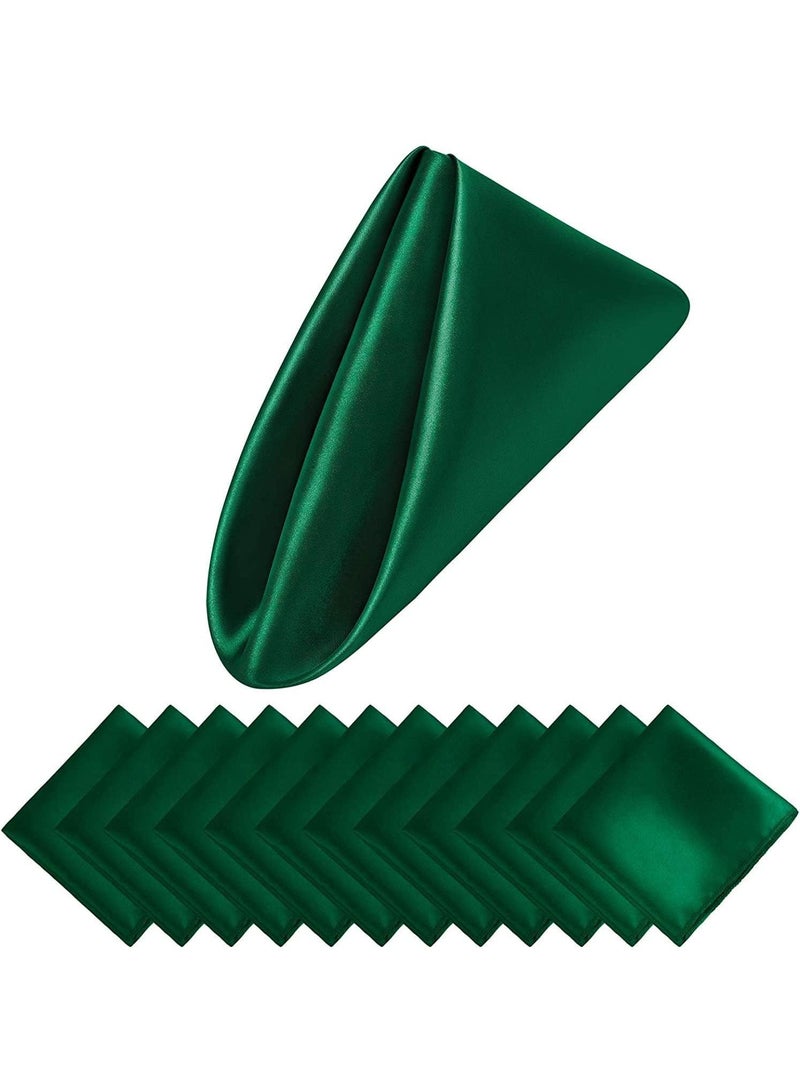 general 10 Pcs Satin Napkins Square Table Napkins Soft Dinner Napkins Elegant Silk Napkins For Dinner Wedding Parties Soft Smooth Fabric Washable Napkins For Parties Weddings And Dinners (Green) - Image 1