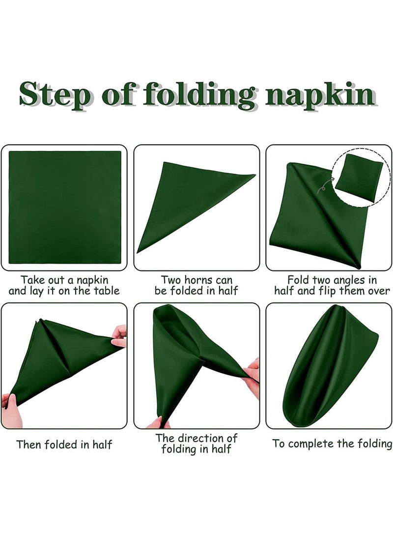general 10 Pcs Satin Napkins Square Table Napkins Soft Dinner Napkins Elegant Silk Napkins For Dinner Wedding Parties Soft Smooth Fabric Washable Napkins For Parties Weddings And Dinners (Green) - Image 3
