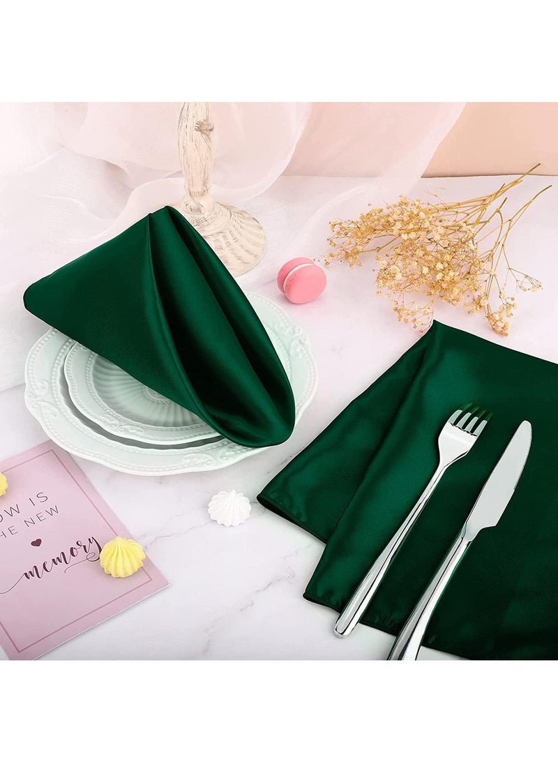 general 10 Pcs Satin Napkins Square Table Napkins Soft Dinner Napkins Elegant Silk Napkins For Dinner Wedding Parties Soft Smooth Fabric Washable Napkins For Parties Weddings And Dinners (Green) - Image 4