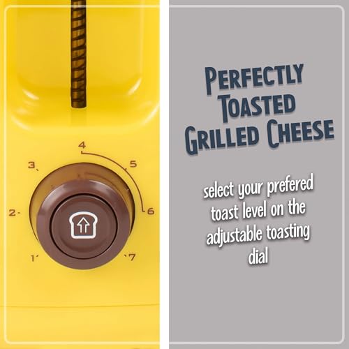 Nostalgia Deluxe Grilled Cheese Sandwich Toaster with Easy-Clean Toasting Baskets - Adjustable Toasting Dial and Extra Wide Slots - Yellow - Image 3