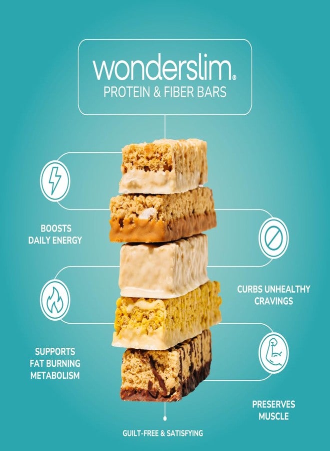 Wonderslim High Fiber Protein Bars, Variety Pack | 15g Protein, 8g Fiber | Low Sugar, Low Carb | Healthy Indulgence | Satisfying, Supports Energy & On-the-Go Convenience, 7 Pack - Image 2