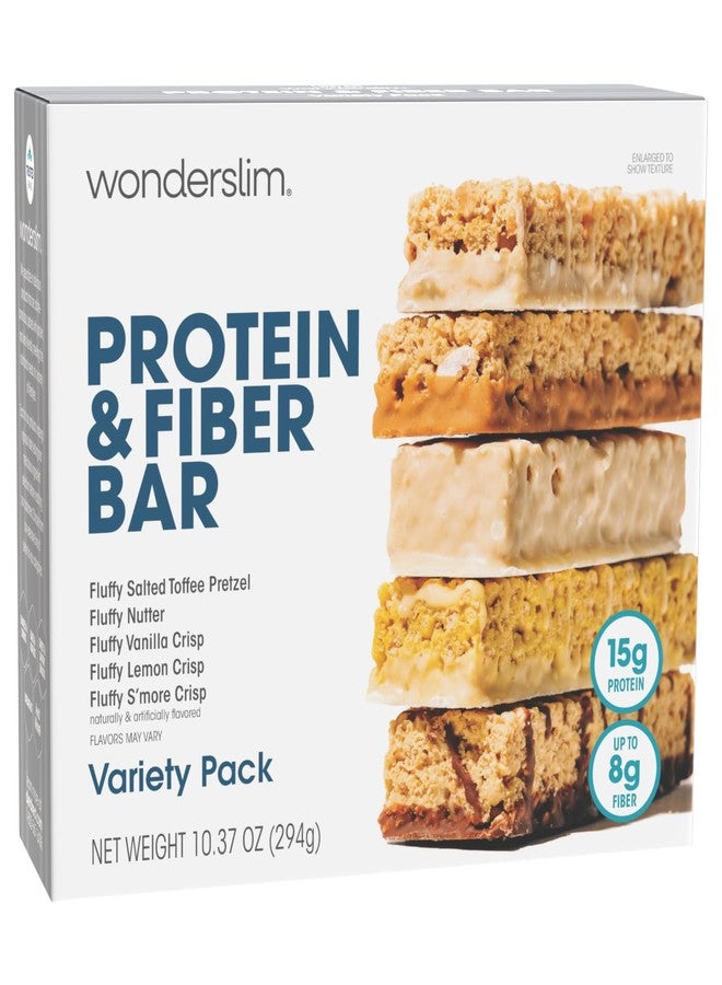 Wonderslim High Fiber Protein Bars, Variety Pack | 15g Protein, 8g Fiber | Low Sugar, Low Carb | Healthy Indulgence | Satisfying, Supports Energy & On-the-Go Convenience, 7 Pack - Image 1