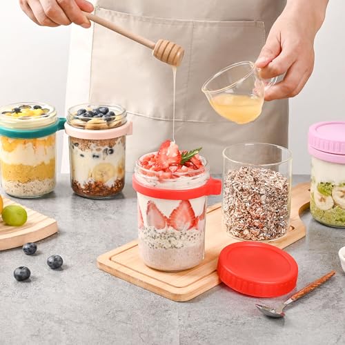 Xileanalee 6 Pack Overnight Oats Containers with Lids and Spoons-18 Oz Overnight Oats Jars Mason Jars for Chia Pudding Cereal Fruit Vegetable Milk Salad Yogurt Meal Prep - Image 3