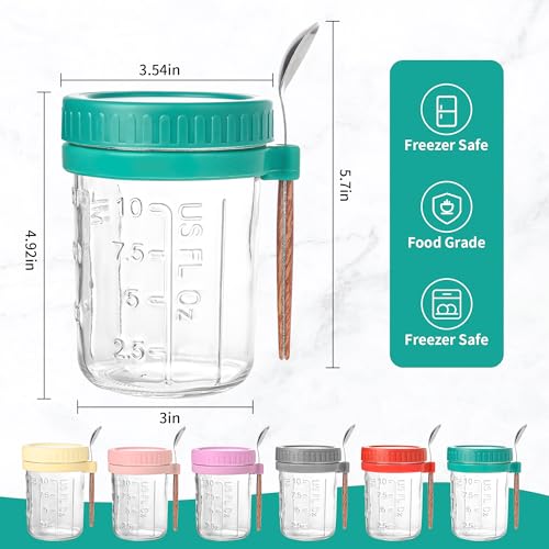 Xileanalee 6 Pack Overnight Oats Containers with Lids and Spoons-18 Oz Overnight Oats Jars Mason Jars for Chia Pudding Cereal Fruit Vegetable Milk Salad Yogurt Meal Prep - Image 4