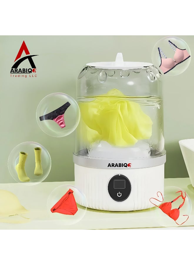 أرابيكو غسالة ملابس داخلية محمولة، غسالة ملابس صغيرة مُحسّنة لعام ٢٠٢٥ | كوب غسيل لاسلكي وقابل لإعادة الشحن لحمالة الصدر والملابس الداخلية والجوارب، غسالة صغيرة الحجم وسهلة السفر (أبيض)  - Image 4