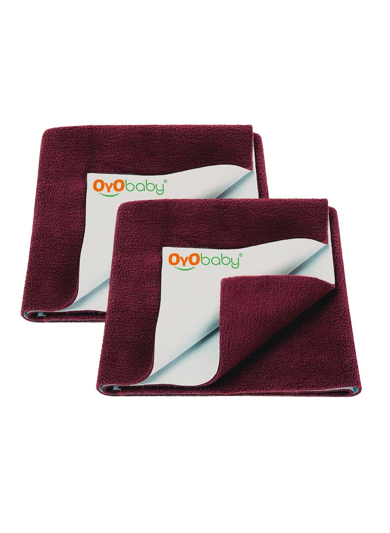 OYO BABY Toddler Baby Bed
  Sheet with Water Resistant and Easily Washable Dry Sheet, Extra Absorbent
  Washable Dry Sheet | Soft and Fleece Baby Bed Sheet for Toddler Kids, Large
  Size 140 X 100cm, Maroon - Image 1