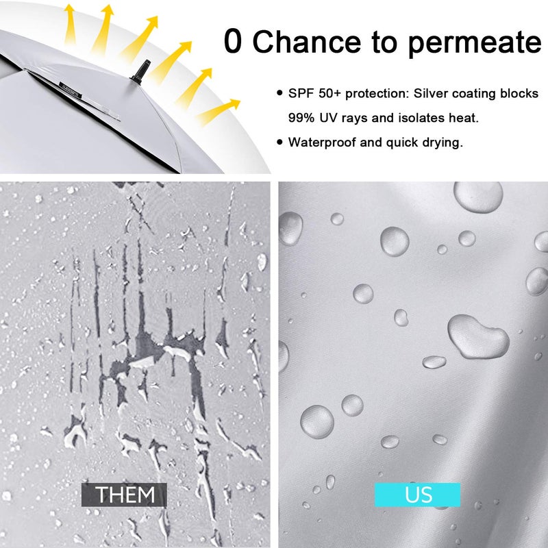 G4Free 72 Inch Huge Golf Umbrella UV Protection Auto Open Windproof Umbrella Oversized Extra Large Vented Double Canopy for Family (Silver/Blue) - Image 4