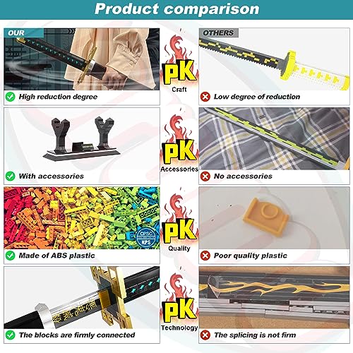 Jorumo Swords Building Sets for Adults and Kids, 40in Tokitou Muichirou Sword Building with Scabbard and Stand, Anime Sword Building Toy Katana Gift, 771 Pcs - Image 2