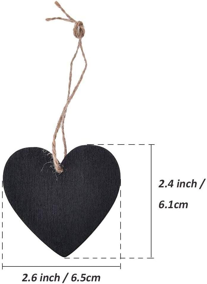Eyech 15Pcs Mini Heart Shaped Chalkboard Sign Hanging Double Sided Blackboard Message Board Hanging Signs for Signs Weddings Parties Home Garden Decorations  - Image 3