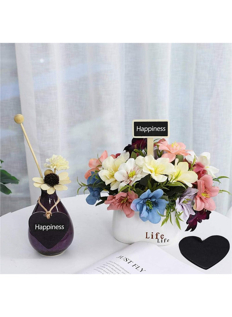 Eyech 15Pcs Mini Heart Shaped Chalkboard Sign Hanging Double Sided Blackboard Message Board Hanging Signs for Signs Weddings Parties Home Garden Decorations  - Image 4