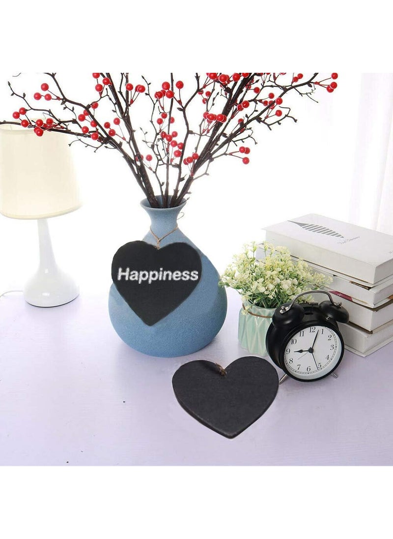 Eyech 15Pcs Mini Heart Shaped Chalkboard Sign Hanging Double Sided Blackboard Message Board Hanging Signs for Signs Weddings Parties Home Garden Decorations  - Image 2