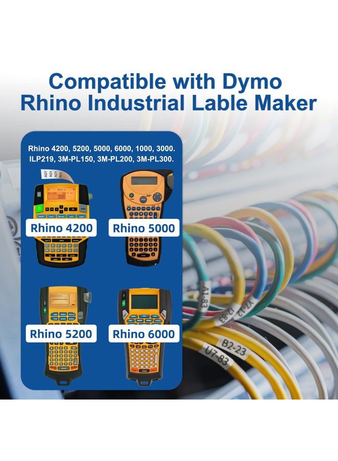 Wonfoucs Compatible with Dymo Rhino Heat Shrink Tube Labels 18055 A18055 | 1/2" 12mm x 5.5m | Black on White | Compatible with DYMO Rhino 4200 5200 6000 Industrial Label Makers | 5-Pack - Image 5