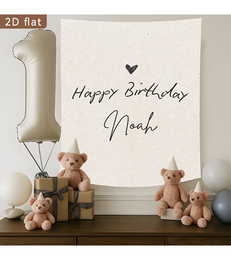 2D Flat Banner Personalized Happy Birthday Backdrop Customizable X Large 31 5 Inch X 47 24 Inch Bohemian Style Minimalist Aesthetic Background Party Decoration Indoor Outdoor Party Events