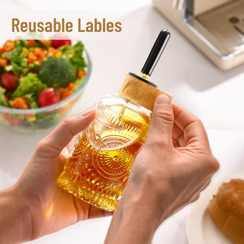 Baalaka Olive Oil Dispenser Bottle for Kitchen with Metal Spout, Glass Oil Bottles 7OZ, Elegant Glass Cooking Dispenser for Kitchen Juice Mouthwash Honey Syrup Coffee Syrup-2pcs - Image 5