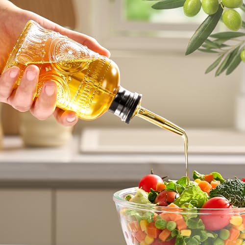 Baalaka Olive Oil Dispenser Bottle for Kitchen with Metal Spout, Glass Oil Bottles 7OZ, Elegant Glass Cooking Dispenser for Kitchen Juice Mouthwash Honey Syrup Coffee Syrup-2pcs - Image 2