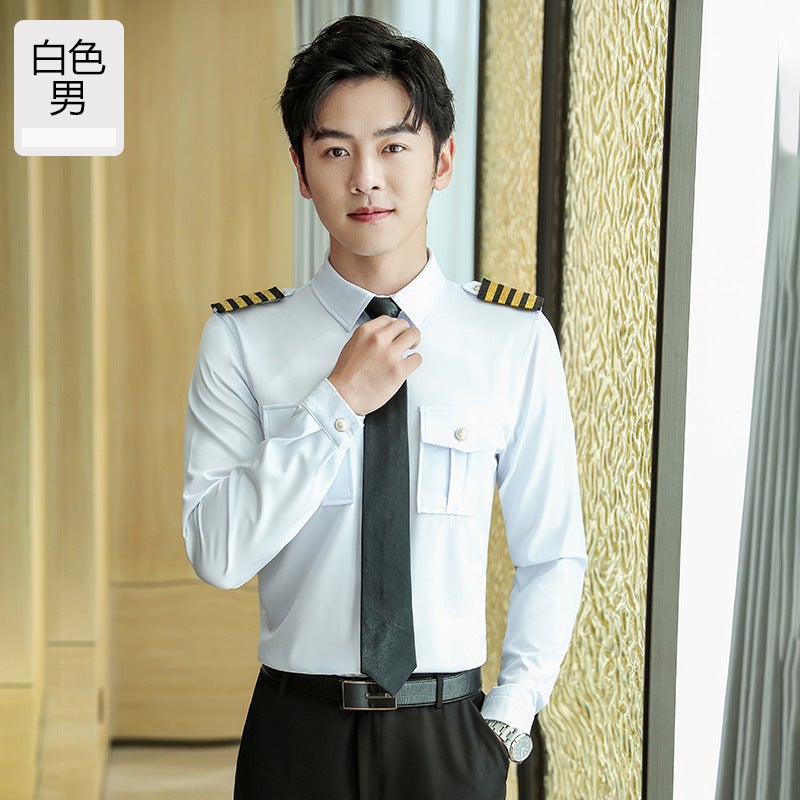 Captain'S Uniform Men'S And Women'S Shirts Empty Pilots Long-Sleeved El Security Overalls Aviation Pilots Flight Attendant Shirts - Image 1