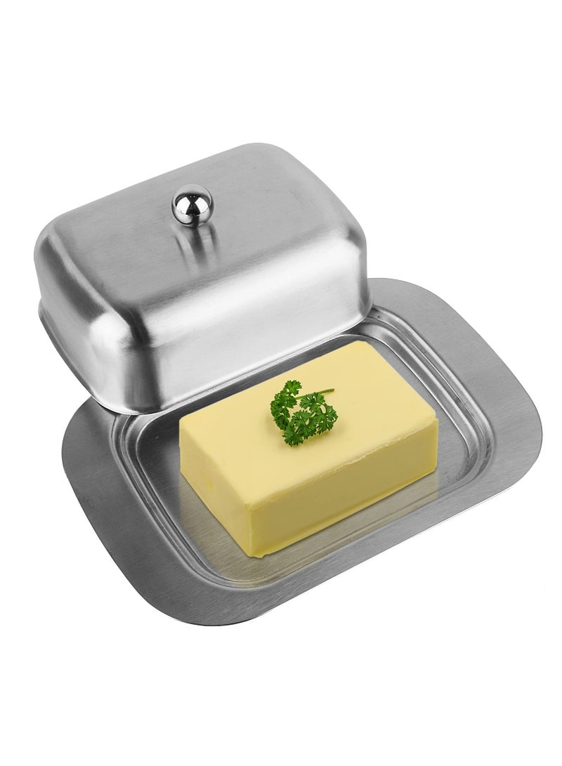صينية زبدة مع غطاء، صينية زبدة متينة من الفولاذ المقاوم للصدأ، حاوية زبدة الجبن الصلبة، حاوية تخزين زبدة الجبن - Image 1