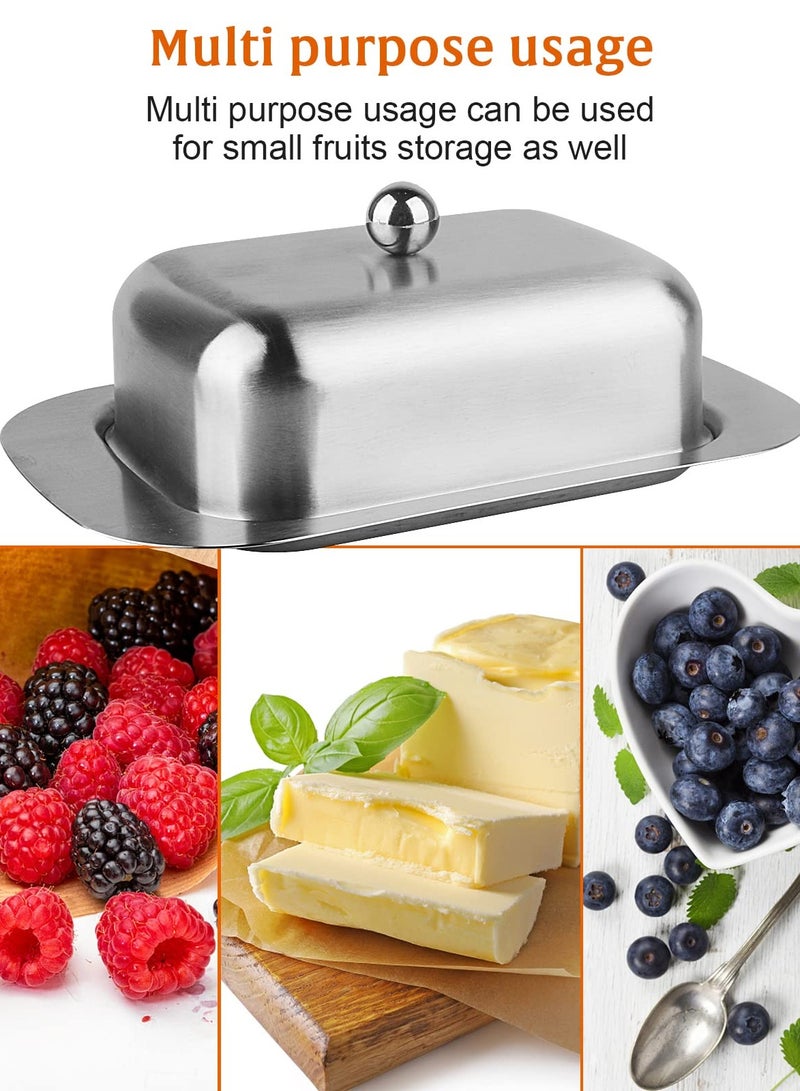 صينية زبدة مع غطاء، صينية زبدة متينة من الفولاذ المقاوم للصدأ، حاوية زبدة الجبن الصلبة، حاوية تخزين زبدة الجبن - Image 2