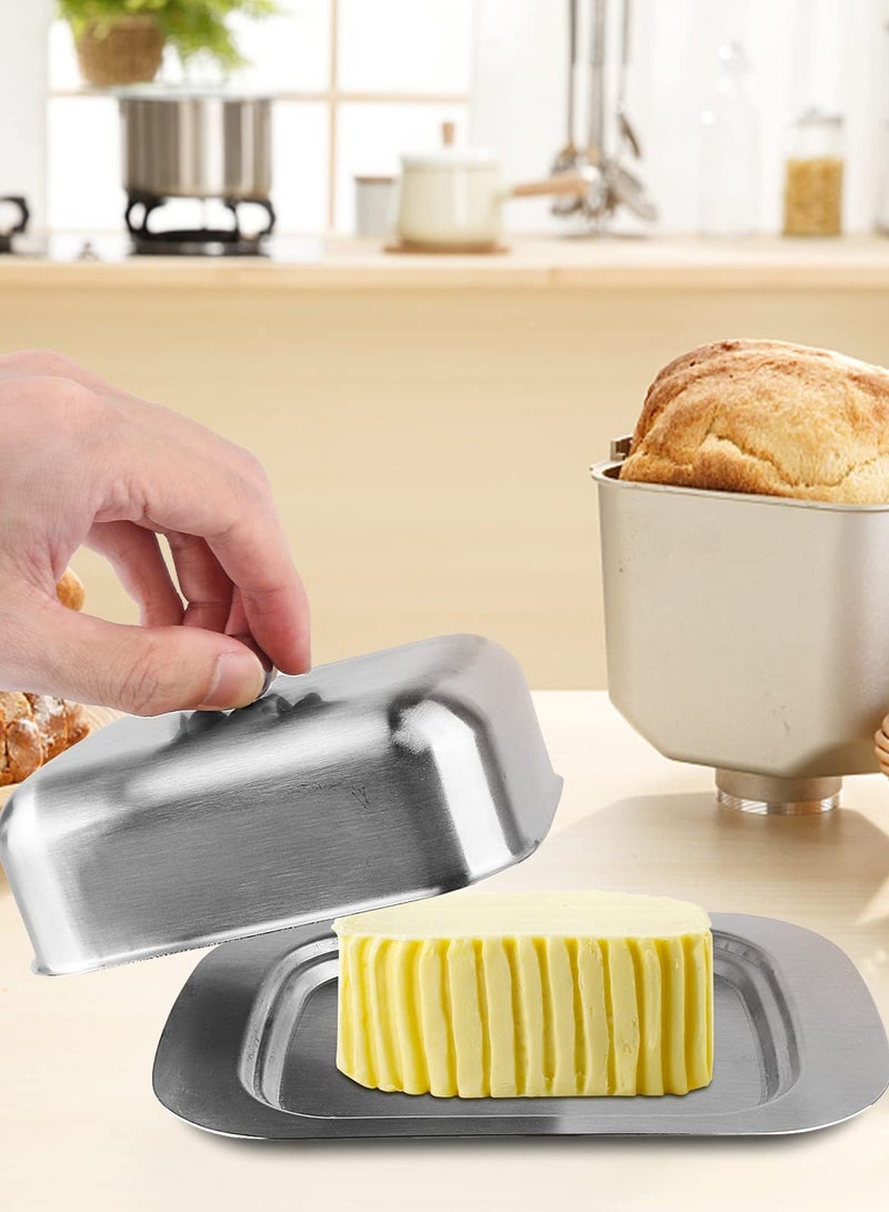 صينية زبدة مع غطاء، صينية زبدة متينة من الفولاذ المقاوم للصدأ، حاوية زبدة الجبن الصلبة، حاوية تخزين زبدة الجبن - Image 3