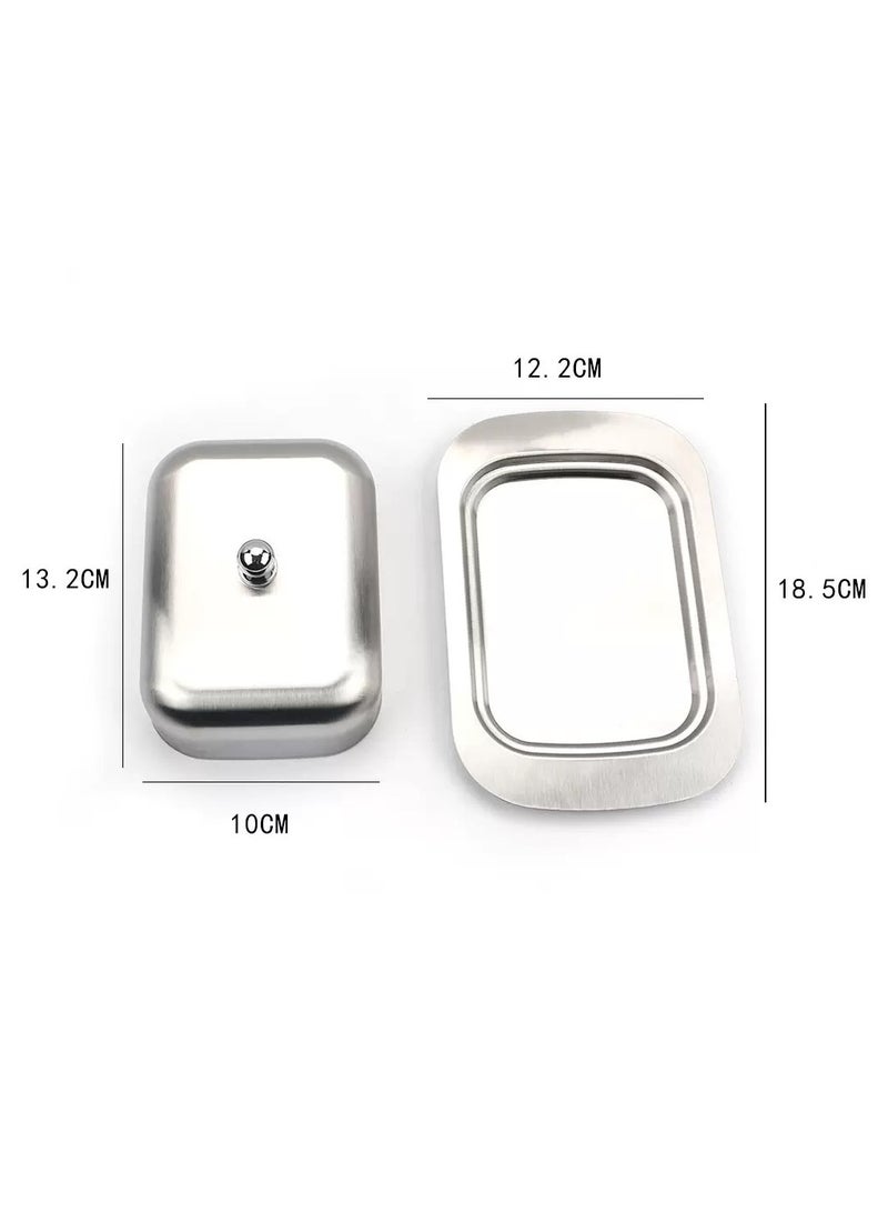 صينية زبدة مع غطاء، صينية زبدة متينة من الفولاذ المقاوم للصدأ، حاوية زبدة الجبن الصلبة، حاوية تخزين زبدة الجبن - Image 4