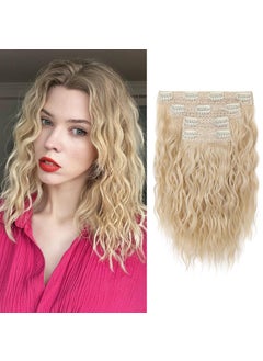 REECHO REECHO Clip in Hair Extensions 4PCS Hair Extensions 12 Short Curly Wavy Blonde hair extensions Invisible Lace Weft Natural Soft Hairpieces for Women  Light Blonde 