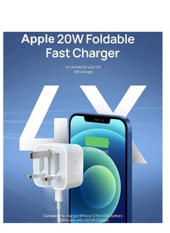 ELTRAZONE iPhone Charger Cable and Plug, iPhone Fast Charger 20W PD 3.0 USB C Wall Charger Plug with 1M iPhone Fast Charging Cable USB C Fast Charger Compatible with Phone 13 12 11 Pro Max Mini X XR Xs 8  - Image 2