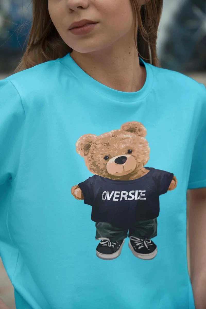 DogFish Teddy Women's Oversize Blue T-Shirt