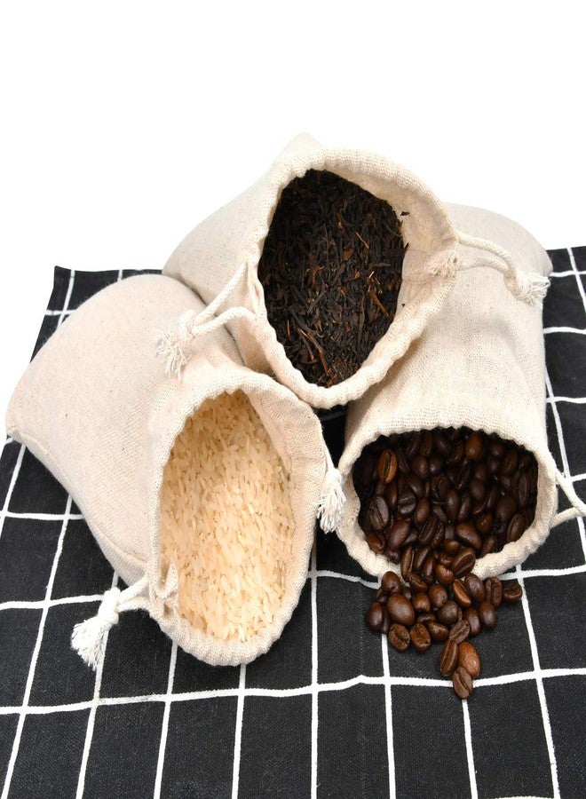 calary 50pcs Double Canvas Drawstring Gift Bag Cotton Pouch Gift Sachet Bags Muslin Bag Reusable Tea Bag 5x7 Inch - Image 4
