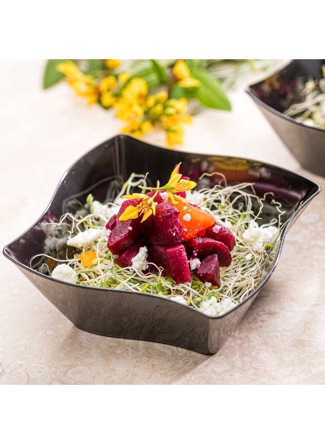 Restaurantware 3.3 x 3.3 x 1.4 Inch Dessert Plates, 100 Small Cocktail Plates - Square, Wavy Edges, Black Plastic Disposable Appetizer Plates, Holds Entrees, For Wedding, Or Birthday Parties - Image 3