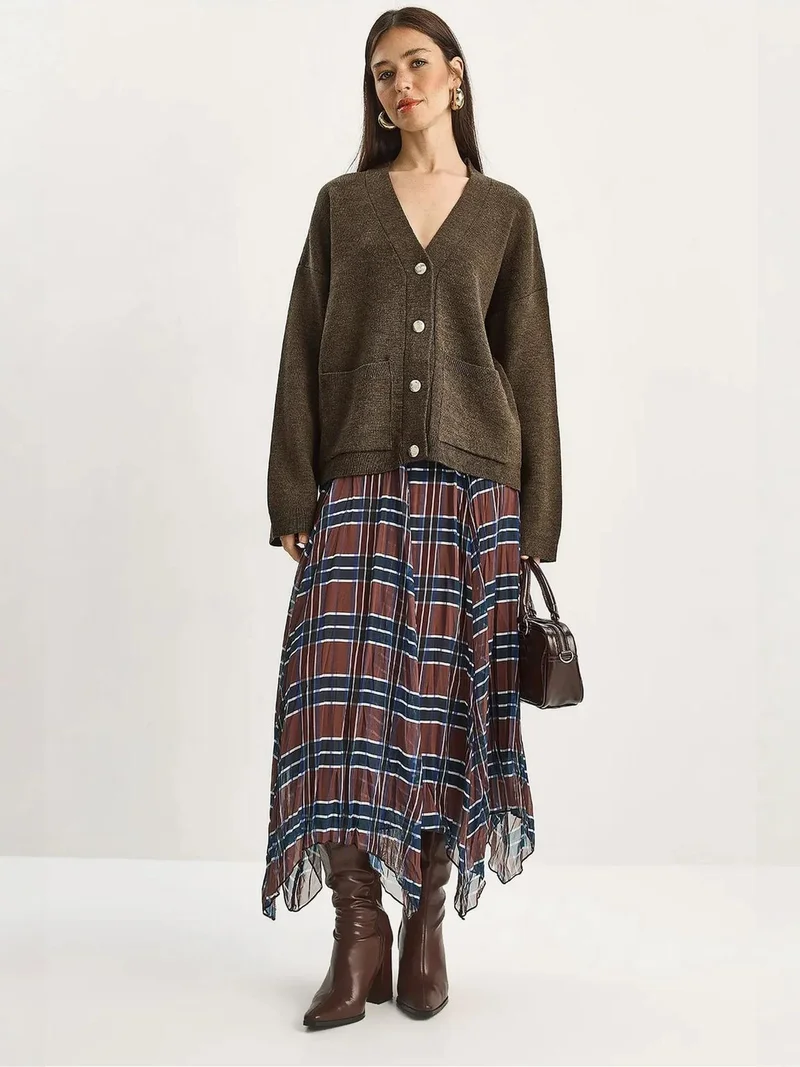 بيانكو لوتشي تنورة ميدي كاروهات مبطنة من لوتشي