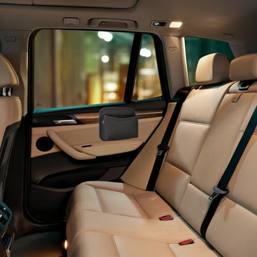 WedFeir Universal Car Side Pocket Organizer for Car Seat, PU Leather Car Pocket Pouch, Door, Window, Console, Keys Cards Cell Phone Sunglasses Holder for Car, Multifunctional Car Organizer Accessories. - Image 3