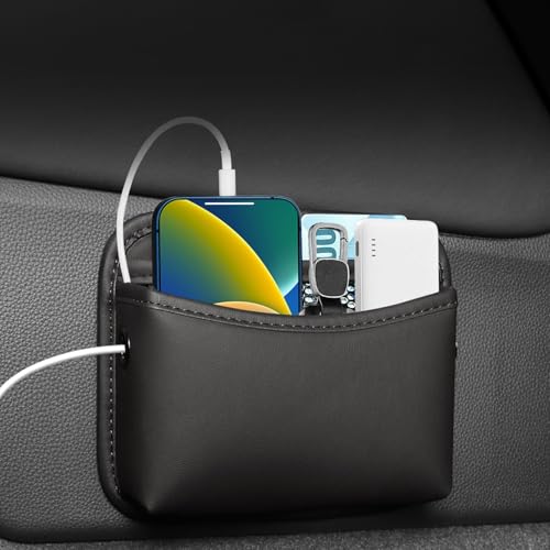 WedFeir Universal Car Side Pocket Organizer for Car Seat, PU Leather Car Pocket Pouch, Door, Window, Console, Keys Cards Cell Phone Sunglasses Holder for Car, Multifunctional Car Organizer Accessories. - Image 1