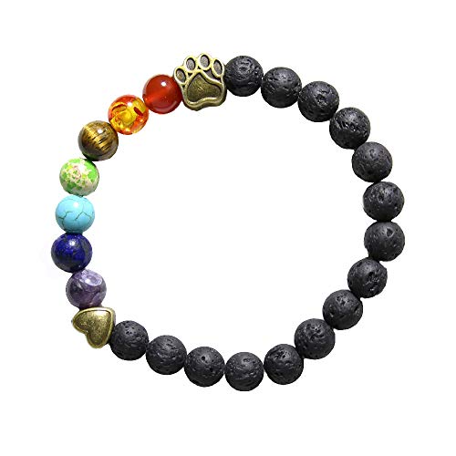 COZYMATE Rainbow Bridge Pet Memorial Gift Lava Bead Bracelet in Memory of Dogs Cats - Image 1