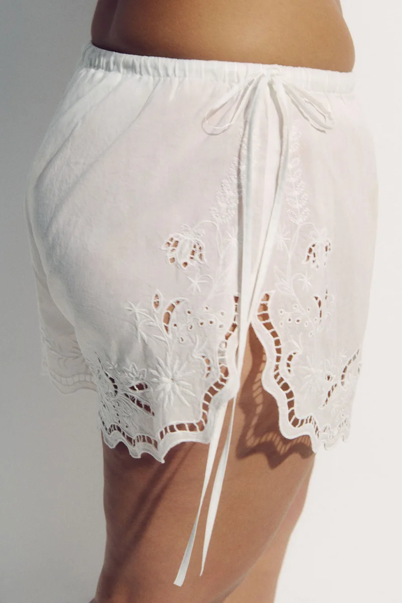 H&M Broderie anglaise cotton beach shorts