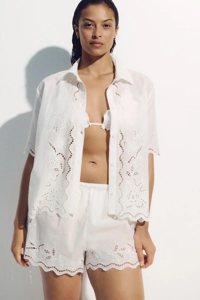 H&M Broderie anglaise cotton beach shorts
