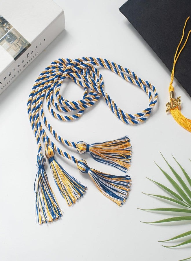 GHGMAO 2PCS Graduation Cords, Gold Blue and White Graduation Cord Rayon Braided Cords for 2026, 68" Long Polyester Yarn Honor Ropes with Tassels for Student Grad Decorations Party Ceremony - Image 4